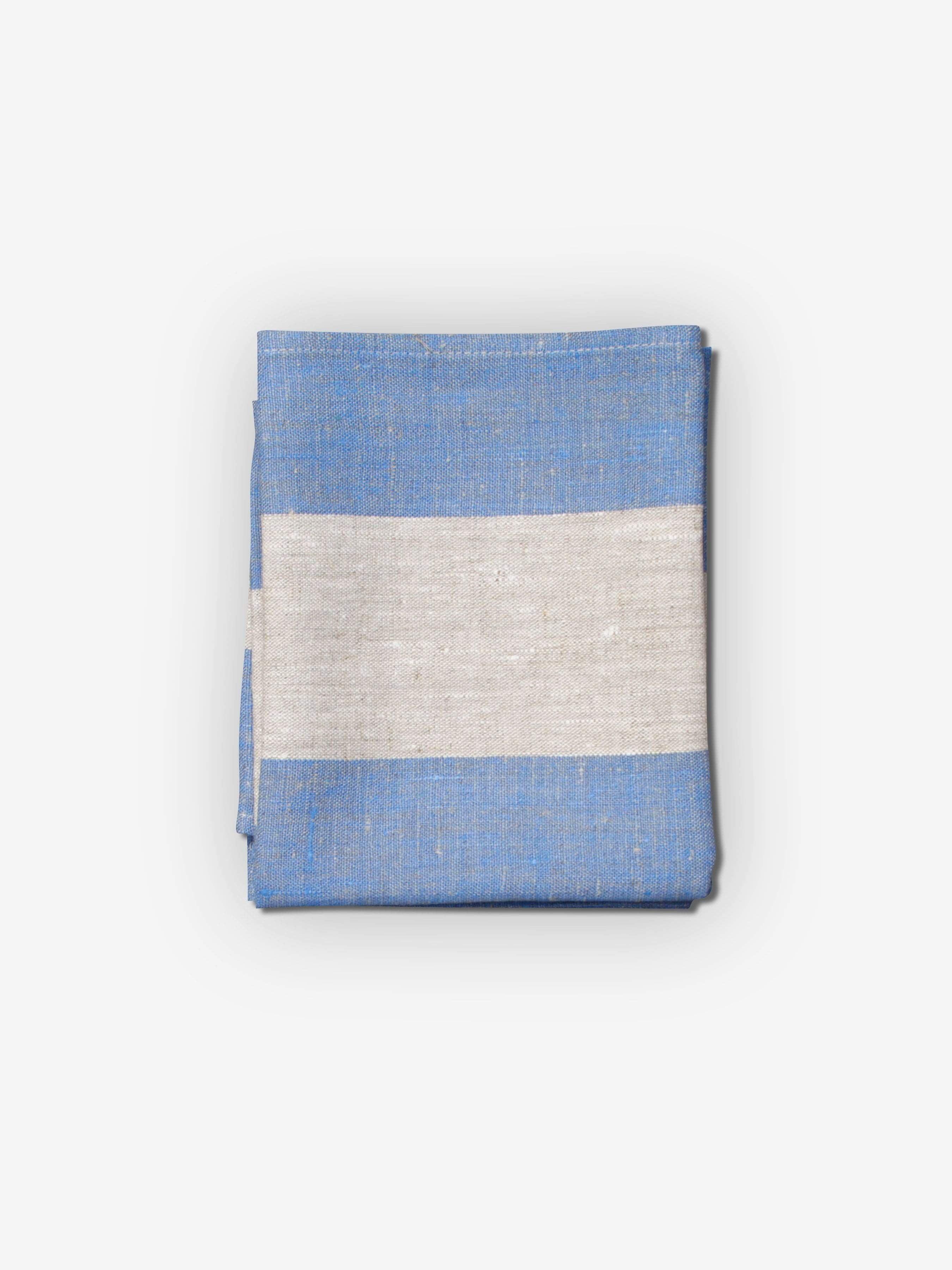 LINEN TOWEL / BLUE & WHITE WIDE STRIPES