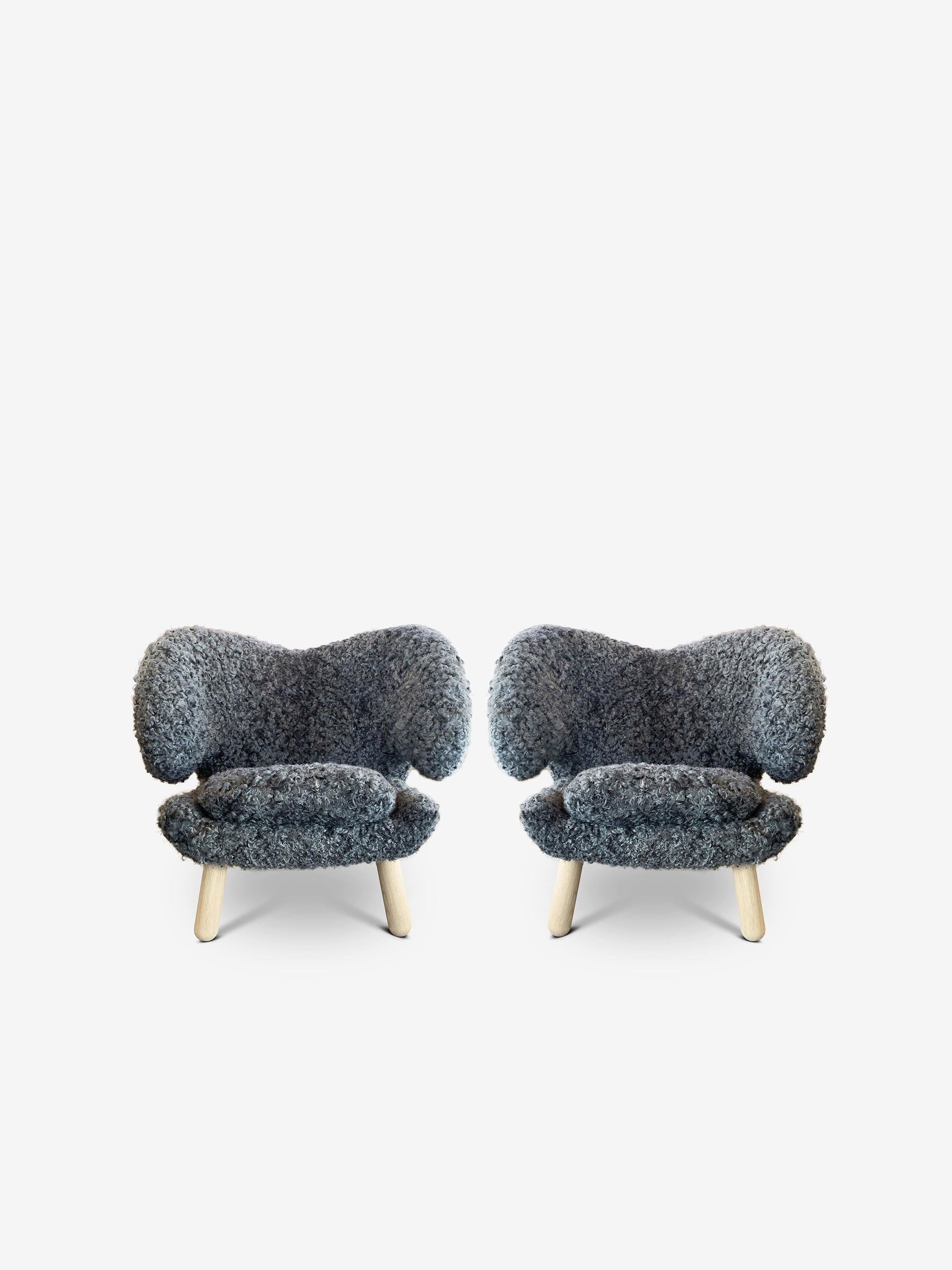 Pair Of Limited Edition Pelican Chair in Gotland Sheepskin by House of