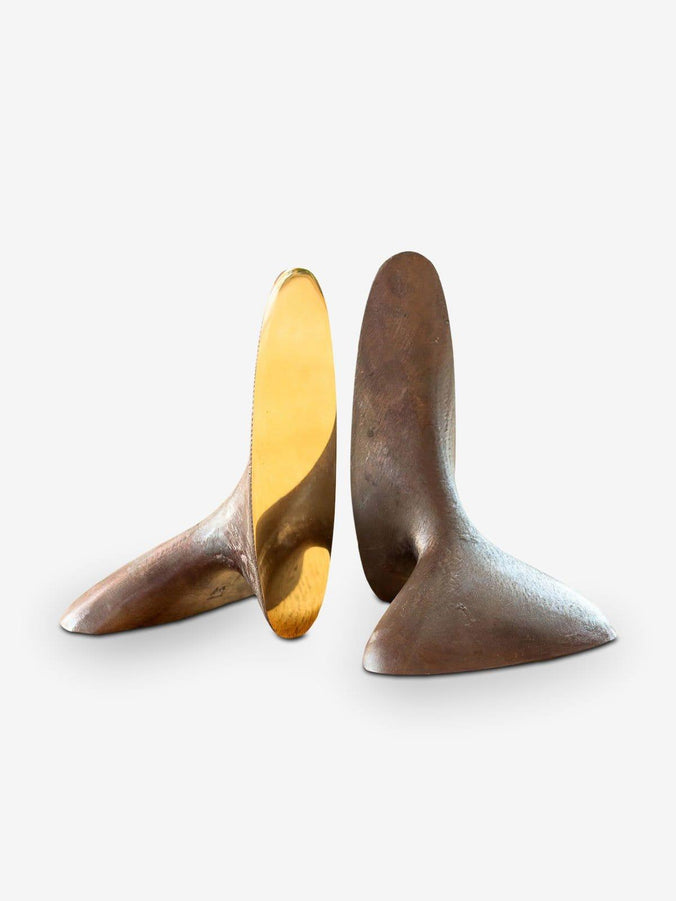 Pair of Taper Candle Holders with Patinated Brass Base and Polished Top