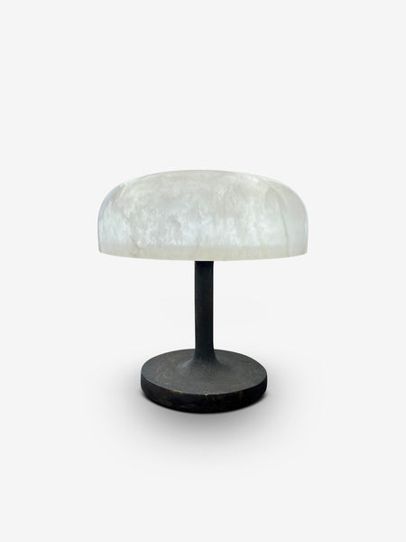 Kupoli Table/Desk Lamp In Alabaster with Casted Patinated Brass Base by  Michael Verheyden