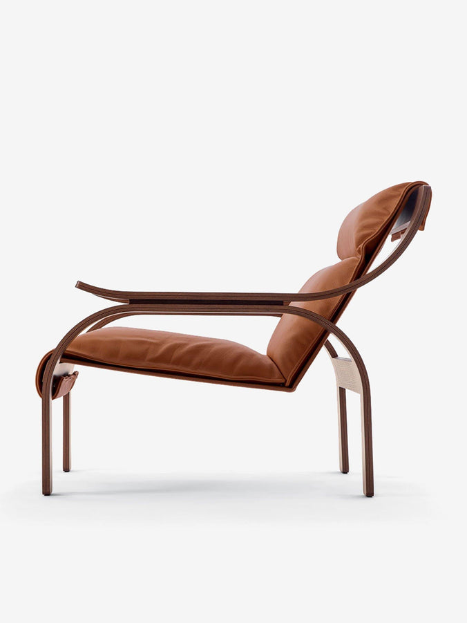 Marco Zanuso 722 Woodline Armchair in Walnut & Leather by Cassina