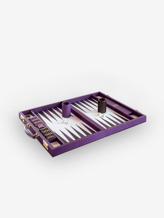 Purple Leather Backgammon Board by Geoffrey Parker