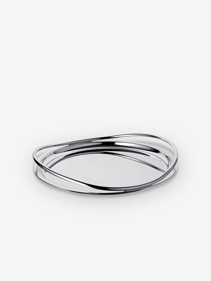 Vertigo Round Tray in Silver Plate by Christofle